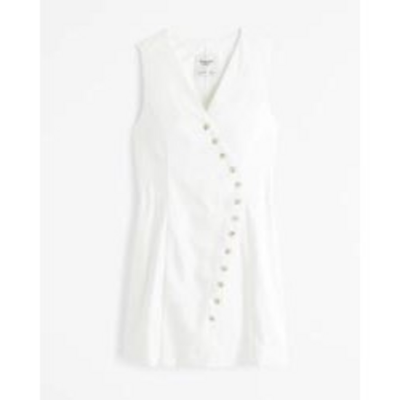 Abercrombie Dresses & Skirts - Abercrombie The A &F; Mara Linen-Blend Asymmetrical Button Mini Dress in White